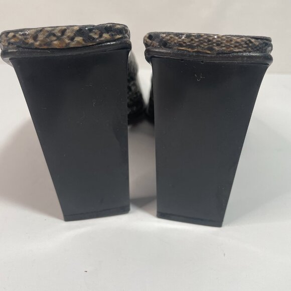 Bebe Grey Snakeskin Mule Square Toe - Picture 6 of 8